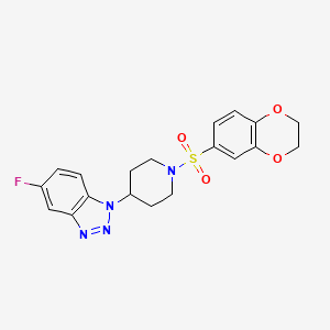 molecular formula C19H19FN4O4S B1218503 1-[1-(2,3-Dihydro-1,4-benzodioxin-6-ylsulfonyl)-4-piperidinyl]-5-fluorobenzotriazole 