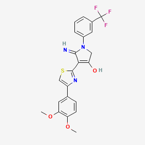 molecular formula C22H18F3N3O3S B12185042 5-amino-4-[4-(3,4-dimethoxyphenyl)-1,3-thiazol-2-yl]-1-[3-(trifluoromethyl)phenyl]-1,2-dihydro-3H-pyrrol-3-one 