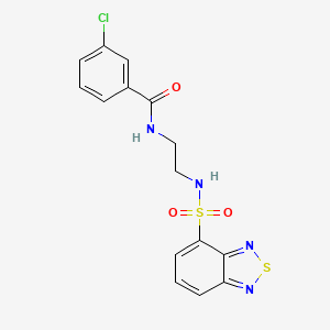 molecular formula C15H13ClN4O3S2 B12185052 N-{2-[(2,1,3-benzothiadiazol-4-ylsulfonyl)amino]ethyl}-3-chlorobenzamide 