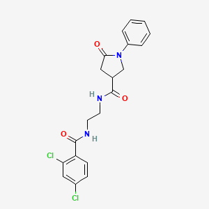 molecular formula C20H19Cl2N3O3 B12185075 N-(2-{[(2,4-dichlorophenyl)carbonyl]amino}ethyl)-5-oxo-1-phenylpyrrolidine-3-carboxamide 