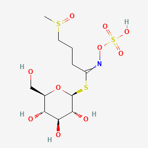 molecular formula C11H21NO10S3 B1218509 [(2S,3R,4S,5S,6R)-3,4,5-trihydroxy-6-(hydroxymethyl)tetrahydropyran-2-yl] 4-methylsulfinyl-N-sulfooxy-butanimidothioate 