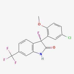 molecular formula C16H10ClF4NO2 B1218510 (3R)-3-(5-chloro-2-methoxy-phenyl)-3-fluoro-6-(trifluoromethyl)indolin-2-one 