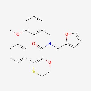 molecular formula C24H23NO4S B12185100 N-(furan-2-ylmethyl)-N-(3-methoxybenzyl)-3-phenyl-5,6-dihydro-1,4-oxathiine-2-carboxamide 