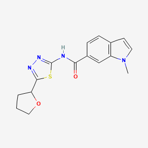 molecular formula C16H16N4O2S B12185146 1-methyl-N-[(2E)-5-(tetrahydrofuran-2-yl)-1,3,4-thiadiazol-2(3H)-ylidene]-1H-indole-6-carboxamide 