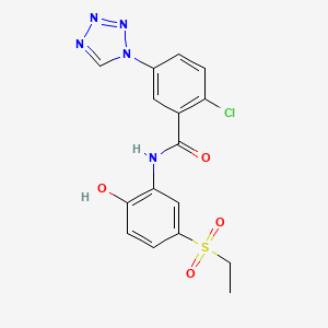 molecular formula C16H14ClN5O4S B12185169 2-chloro-N-[5-(ethylsulfonyl)-2-hydroxyphenyl]-5-(1H-tetrazol-1-yl)benzamide 