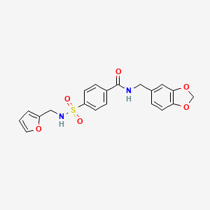 molecular formula C20H18N2O6S B12185185 N-[(2H-1,3-benzodioxol-5-yl)methyl]-4-{[(furan-2-yl)methyl]sulfamoyl}benzamide 