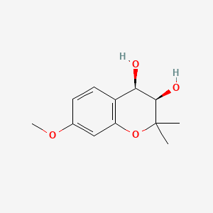 molecular formula C12H16O4 B1218519 3,4-Dihydro-7-methoxy-2,2-dimethyl-2H-1-benzopyran-3,4-diol CAS No. 73385-34-9