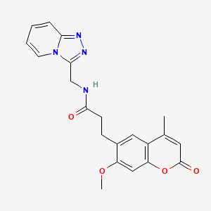 molecular formula C21H20N4O4 B12185227 3-(7-methoxy-4-methyl-2-oxo-2H-chromen-6-yl)-N-([1,2,4]triazolo[4,3-a]pyridin-3-ylmethyl)propanamide 