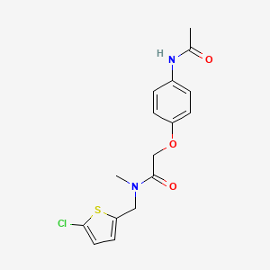molecular formula C16H17ClN2O3S B12185235 N-[(5-chlorothiophen-2-yl)methyl]-2-(4-acetamidophenoxy)-N-methylacetamide 