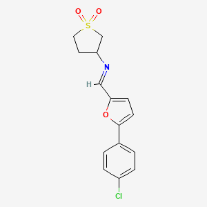 molecular formula C15H14ClNO3S B12185242 N-{(E)-[5-(4-chlorophenyl)furan-2-yl]methylidene}tetrahydrothiophen-3-amine 1,1-dioxide 