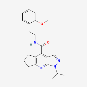 molecular formula C22H26N4O2 B12185262 N-[2-(2-methoxyphenyl)ethyl]-1-(propan-2-yl)-1,5,6,7-tetrahydrocyclopenta[b]pyrazolo[4,3-e]pyridine-4-carboxamide 