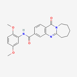 molecular formula C22H23N3O4 B12185266 N-(2,5-dimethoxyphenyl)-12-oxo-6,7,8,9,10,12-hexahydroazepino[2,1-b]quinazoline-3-carboxamide 
