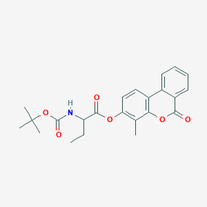 molecular formula C23H25NO6 B12185390 4-methyl-6-oxo-6H-benzo[c]chromen-3-yl 2-[(tert-butoxycarbonyl)amino]butanoate 