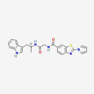 molecular formula C25H23N5O2S B12185434 N-(2-{[1-(1H-indol-3-yl)propan-2-yl]amino}-2-oxoethyl)-2-(1H-pyrrol-1-yl)-1,3-benzothiazole-6-carboxamide 