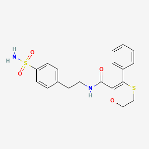 molecular formula C19H20N2O4S2 B12185490 3-phenyl-N-[2-(4-sulfamoylphenyl)ethyl]-5,6-dihydro-1,4-oxathiine-2-carboxamide 