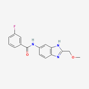 molecular formula C16H14FN3O2 B12185643 3-fluoro-N-[2-(methoxymethyl)-1H-benzimidazol-5-yl]benzamide 