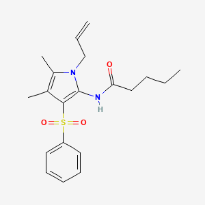 molecular formula C20H26N2O3S B12185672 N-[4,5-dimethyl-3-(phenylsulfonyl)-1-(prop-2-en-1-yl)-1H-pyrrol-2-yl]pentanamide 
