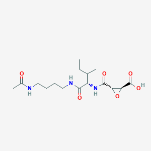 molecular formula C16H27N3O6 B1218568 (2S,3S)-3-[[(2S)-1-(4-acetamidobutylamino)-3-methyl-1-oxopentan-2-yl]carbamoyl]oxirane-2-carboxylic acid CAS No. 95499-84-6