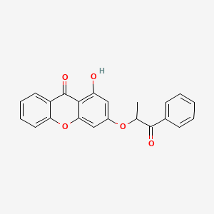 molecular formula C22H16O5 B12185735 1-hydroxy-3-((1-oxo-1-phenylpropan-2-yl)oxy)-9H-xanthen-9-one 