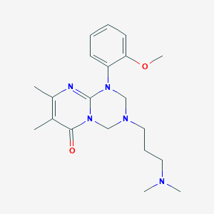 molecular formula C20H29N5O2 B12185759 3-[3-(dimethylamino)propyl]-1-(2-methoxyphenyl)-7,8-dimethyl-1,2,3,4-tetrahydro-6H-pyrimido[1,2-a][1,3,5]triazin-6-one 