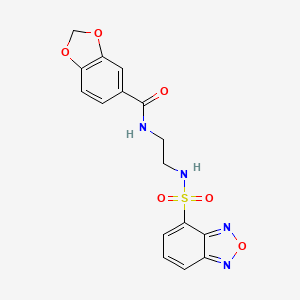molecular formula C16H14N4O6S B12185782 N-{2-[(2,1,3-benzoxadiazol-4-ylsulfonyl)amino]ethyl}-1,3-benzodioxole-5-carboxamide 