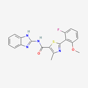 molecular formula C19H15FN4O2S B12185806 N-(1,3-dihydro-2H-benzimidazol-2-ylidene)-2-(2-fluoro-6-methoxyphenyl)-4-methyl-1,3-thiazole-5-carboxamide 