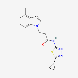molecular formula C17H18N4OS B12185818 N-(5-cyclopropyl-1,3,4-thiadiazol-2-yl)-3-(4-methyl-1H-indol-1-yl)propanamide 