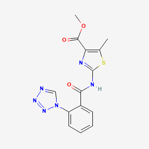 molecular formula C14H12N6O3S B12185819 methyl 5-methyl-2-({[2-(1H-tetrazol-1-yl)phenyl]carbonyl}amino)-1,3-thiazole-4-carboxylate 