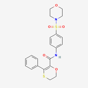 molecular formula C21H22N2O5S2 B12185838 N-[4-(morpholin-4-ylsulfonyl)phenyl]-3-phenyl-5,6-dihydro-1,4-oxathiine-2-carboxamide 