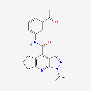 molecular formula C21H22N4O2 B12185848 N-(3-acetylphenyl)-1-(propan-2-yl)-1,5,6,7-tetrahydrocyclopenta[b]pyrazolo[4,3-e]pyridine-4-carboxamide 
