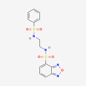molecular formula C14H14N4O5S2 B12185883 N-{2-[(phenylsulfonyl)amino]ethyl}-2,1,3-benzoxadiazole-4-sulfonamide 