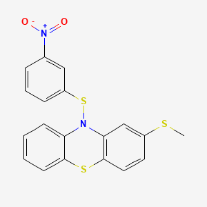 molecular formula C19H14N2O2S3 B1218592 10H-Phenothiazine, 2-(methylthio)-10-((3-nitrophenyl)thio)- CAS No. 54199-18-7