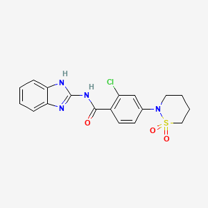 molecular formula C18H17ClN4O3S B12185985 N-(1H-benzimidazol-2-yl)-2-chloro-4-(1,1-dioxido-1,2-thiazinan-2-yl)benzamide 