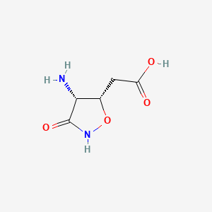 molecular formula C5H8N2O4 B1218601 4-Amino-5-carboxymethylisoxazolid-3-one CAS No. 2644-50-0