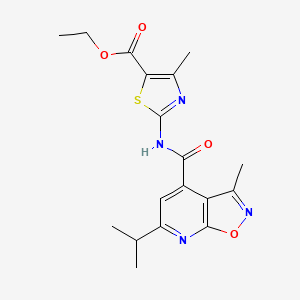 molecular formula C18H20N4O4S B12186029 Ethyl 4-methyl-2-({[3-methyl-6-(propan-2-yl)[1,2]oxazolo[5,4-b]pyridin-4-yl]carbonyl}amino)-1,3-thiazole-5-carboxylate 
