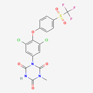 molecular formula C17H10Cl2F3N3O6S B1218603 1,3,5-Triazine-2,4,6(1H,3H,5H)-trione, 1-(3,5-dichloro-4-(4-((trifluoromethyl)sulfonyl)phenoxy)phenyl)-3-methyl- CAS No. 58119-45-2