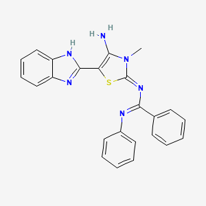 molecular formula C24H20N6S B12186058 N-[4-amino-5-(1H-1,3-benzodiazol-2-yl)-3-methyl-2,3-dihydro-1,3-thiazol-2-ylidene]-N'-phenylbenzenecarboximidamide 