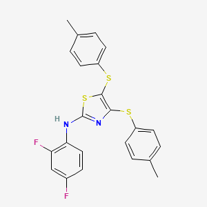 molecular formula C23H18F2N2S3 B12186078 N-(2,4-difluorophenyl)-4,5-bis[(4-methylphenyl)sulfanyl]-1,3-thiazol-2-amine 