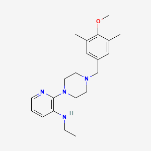 molecular formula C21H30N4O B1218611 1-(4-Methoxy-3,5-dimethylbenzyl)-4-(3-(ethylamino)-2-pyridyl)piperazine CAS No. 136816-67-6