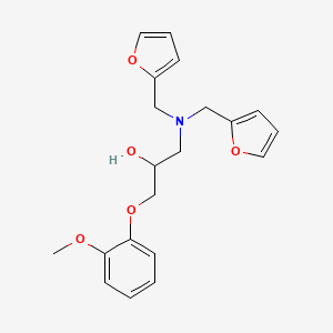 molecular formula C20H23NO5 B12186115 1-[Bis(furan-2-ylmethyl)amino]-3-(2-methoxyphenoxy)propan-2-ol 