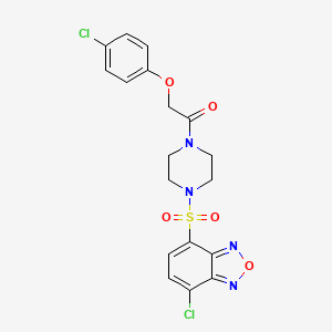 molecular formula C18H16Cl2N4O5S B12186152 1-{4-[(7-Chloro-2,1,3-benzoxadiazol-4-yl)sulfonyl]piperazin-1-yl}-2-(4-chlorophenoxy)ethanone 