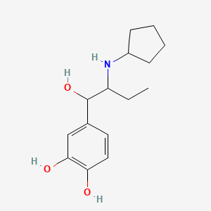 molecular formula C15H23NO3 B1218621 alpha-(1-(Cyclopentylamino)propyl)-3,4-dihydroxybenzyl alcohol CAS No. 13725-15-0