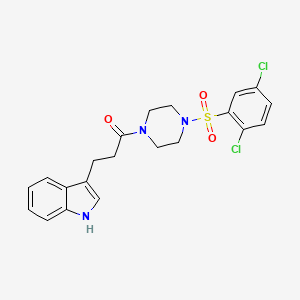 molecular formula C21H21Cl2N3O3S B12186252 1-{4-[(2,5-dichlorophenyl)sulfonyl]piperazin-1-yl}-3-(1H-indol-3-yl)propan-1-one 