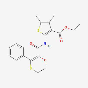 molecular formula C20H21NO4S2 B12186257 Ethyl 4,5-dimethyl-2-{[(3-phenyl-5,6-dihydro-1,4-oxathiin-2-yl)carbonyl]amino}thiophene-3-carboxylate 