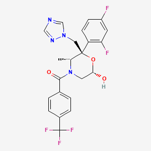 molecular formula C22H19F5N4O3 B1218626 [(2R,3R,6S)-2-(2,4-difluorophenyl)-6-hydroxy-3-methyl-2-(1,2,4-triazol-1-ylmethyl)morpholin-4-yl]-[4-(trifluoromethyl)phenyl]methanone 