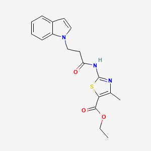 molecular formula C18H19N3O3S B12186335 ethyl 2-{[3-(1H-indol-1-yl)propanoyl]amino}-4-methyl-1,3-thiazole-5-carboxylate 