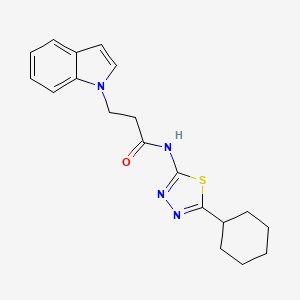 molecular formula C19H22N4OS B12186365 N-(5-cyclohexyl-1,3,4-thiadiazol-2-yl)-3-(1H-indol-1-yl)propanamide 
