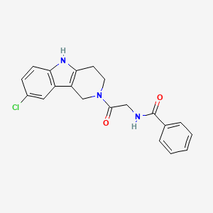 molecular formula C20H18ClN3O2 B12186395 N-[2-(8-chloro-1,3,4,5-tetrahydro-2H-pyrido[4,3-b]indol-2-yl)-2-oxoethyl]benzamide 