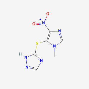molecular formula C6H6N6O2S B1218640 3-((1-Methyl-4-nitro-5-imidazolyl)thio)-1H-1,2,4-triazole CAS No. 91300-62-8