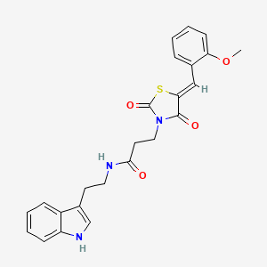 molecular formula C24H23N3O4S B12186417 N-[2-(1H-indol-3-yl)ethyl]-3-[(5Z)-5-(2-methoxybenzylidene)-2,4-dioxo-1,3-thiazolidin-3-yl]propanamide 
